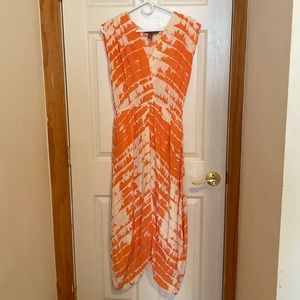 Charlie Jade Orange and White Dress - Size M
